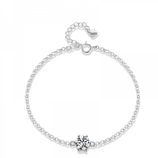 Bracelet Moissanite pour Femme, Plaqué Or Blanc 925 - Testé Diamant & Passe Diamond Tester|23,76 €|OKKO MODE