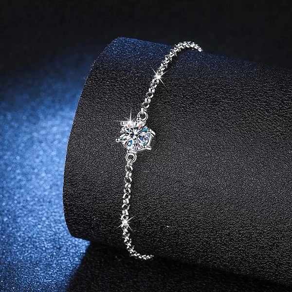 Bracelet Moissanite pour Femme, Plaqué Or Blanc 925 - Testé Diamant & Passe Diamond Tester|23,76 €|OKKO MODE