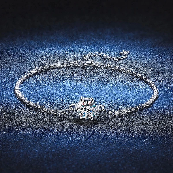 Bracelet Moissanite pour Femme, Plaqué Or Blanc 925 - Testé Diamant & Passe Diamond Tester|23,76 €|OKKO MODE