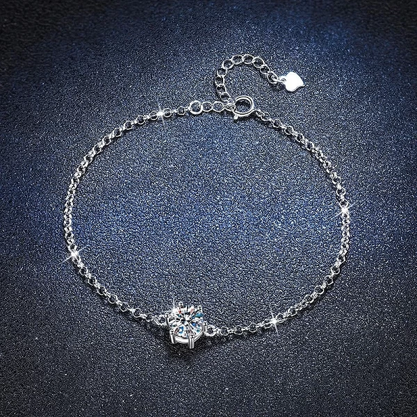 Bracelet Moissanite pour Femme, Plaqué Or Blanc 925 - Testé Diamant & Passe Diamond Tester|23,76 €|OKKO MODE