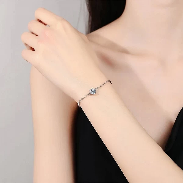 Bracelet Moissanite pour Femme, Plaqué Or Blanc 925 - Testé Diamant & Passe Diamond Tester|23,76 €|OKKO MODE