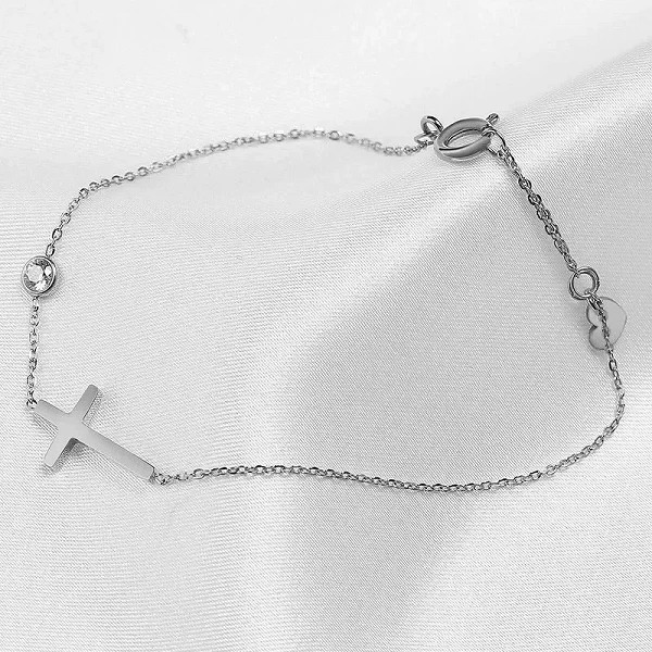 Bracelet Bijoux Femme Breloque Croix de Barrage CZ Brcorporelle Diamant Main Polyval|2,99 €|OKKO MODE