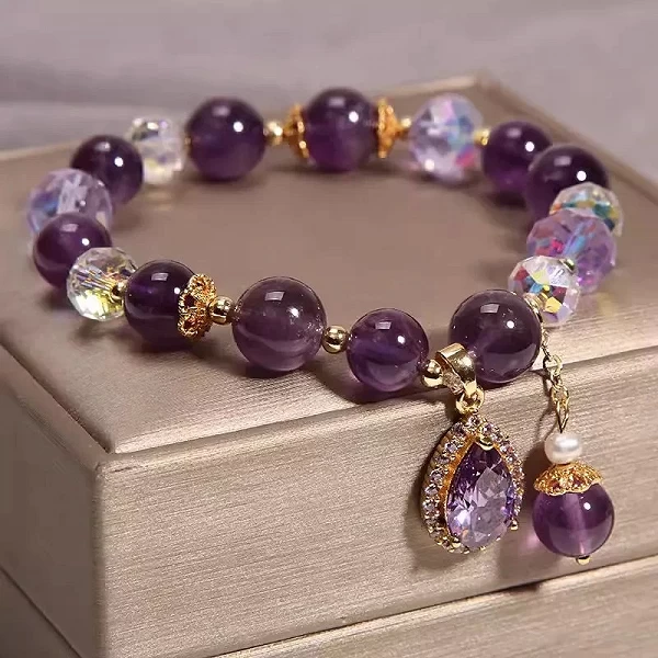 Bracelet Bijoux en Cristal Violet pour Femmes et Filles - Bracelet Perle Cou Accessoire Mignon- Cadeau Parfait|3,96 €|OKKO MODE