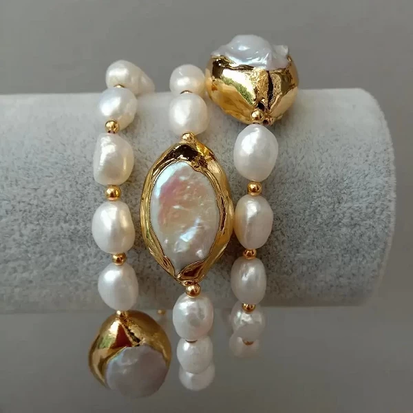 Bracelet de perles baroques blanches 8 pouces Y.YING - Bijoux mariage freshwater pearl|31,49 €|OKKO MODE