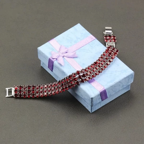 Bracelet Bijoux en argent 925 grenat rouge qualité AAA pour femme - Longueur 19.5cm|13,49 €|OKKO MODE