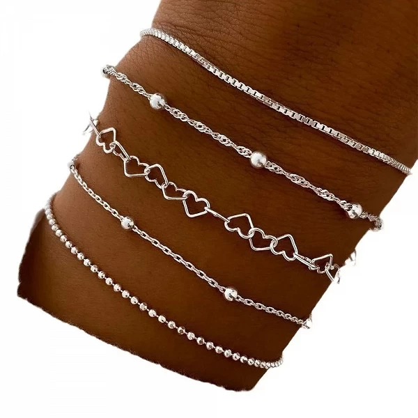 Bracelets dorés multicouches pour femmes, Bijoux d'amour élégants et carillons tendance|1,98 €|OKKO MODE