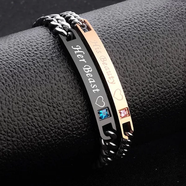 Bracelet Couple King Queen Homme Femme 2 Styles Bijoux Noir Or Rose|2,96 €|OKKO MODE