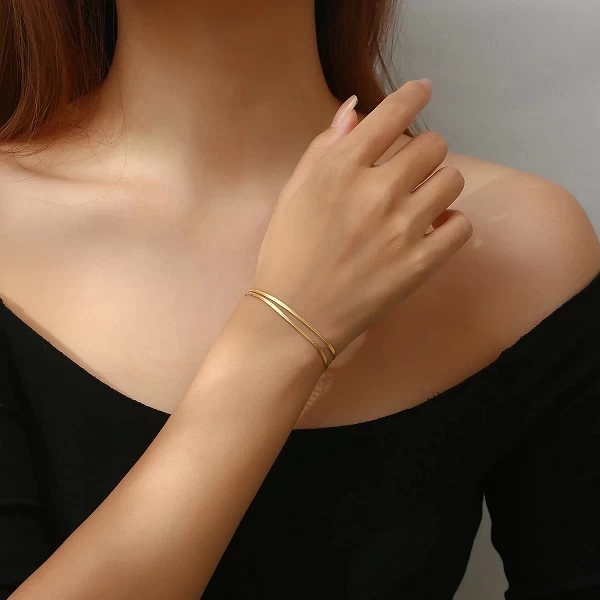 Bracelet Minimaliste en Acier Inoxydable Plaqué Or et Argent, Bijoux Tendance, Cadeau pour Femme|4,00 €|OKKO MODE