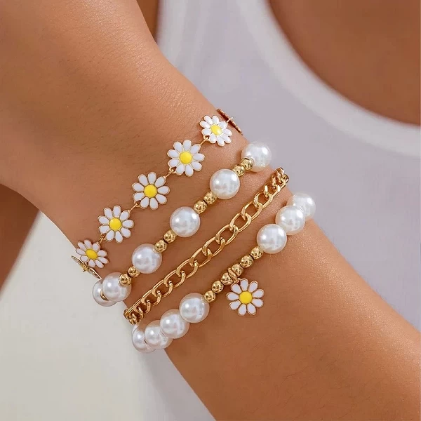 Ensemble de bracelets bohèmes vintage pour femmes, pendentif AndrFlower, perles d'étoile et de coeur, bracelets de perles, cadea|3,96 €|OKKO MODE