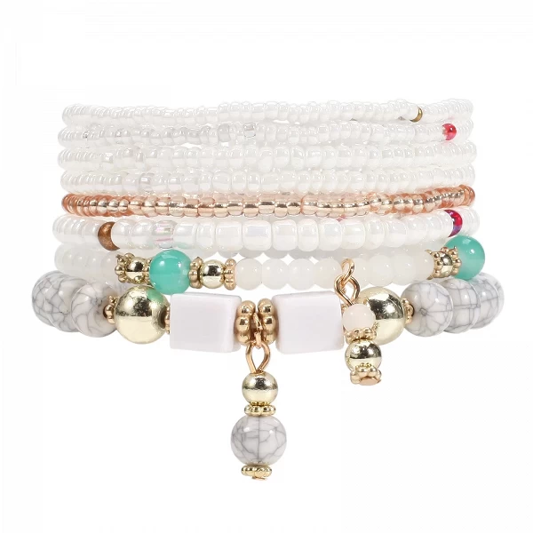 Bracelets de perles empilables bohèmes pour femmes, ensemble de bracelets multicouches commandés, bijoux multicolores|3,01 €|OKKO MODE