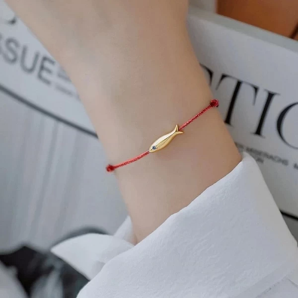 Bracelet poisson réglable pour femme, bijoux ethniques minimalistes faits à la main, ficelle rouge, bleu mignon, cadeau|4,96 €|OKKO MODE