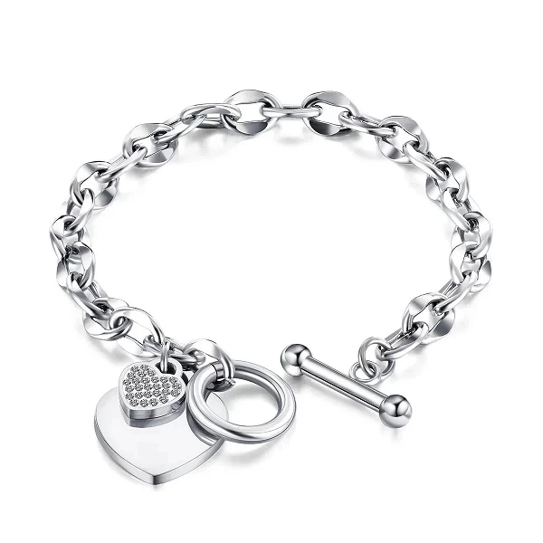 SION L-Bracelet en acier inoxydable plaqué or pour femme et fille, bracelet étanche, pendentif coeur géométrique, ne se décolore|2,97 €|OKKO MODE