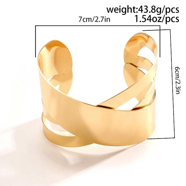 IngeSight.Z-Bracelet en métal lisse punk pour femme, manchette de document en or exagéré, bracelet à main large ouvert et réglab|3,00 €|OKKO MODE