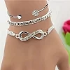 Ensemble de Bracelets Vintage en Argent et Clip pour Femme, Bijoux en Forme de Cœur, Strass, Géométrique, Ajustable, Manchette E|1,98 €|OKKO MODE