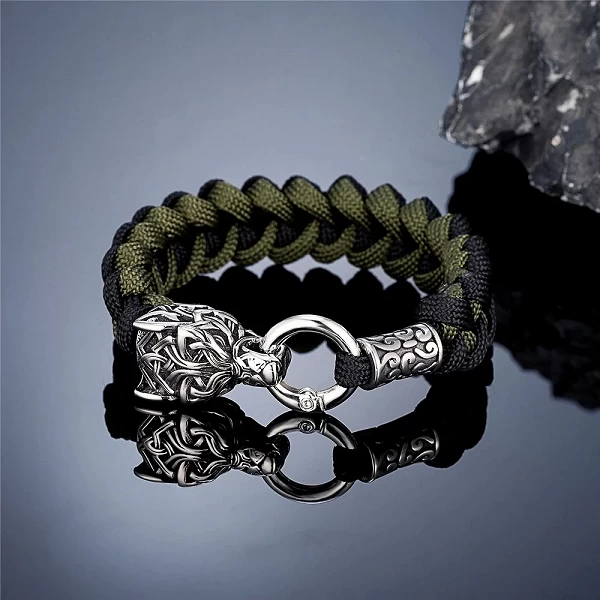 Bracelet Homme Style Viking Loup Celtique Runes Nordiques Acier Inox |5,39 €|OKKO MODE