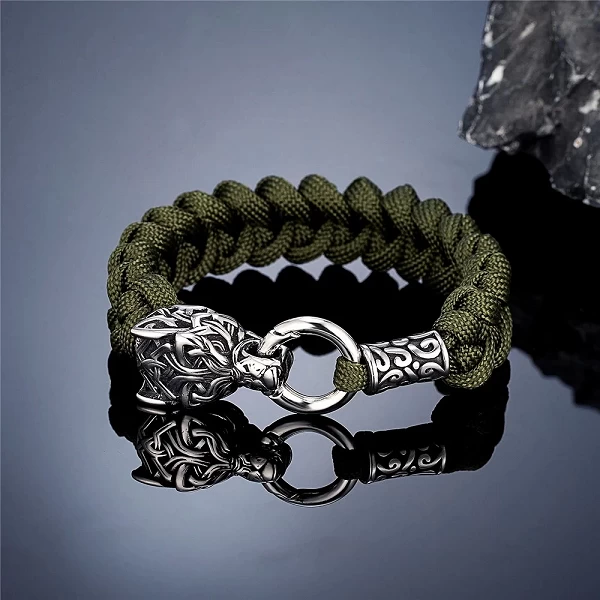 Bracelet Homme Style Viking Loup Celtique Runes Nordiques Acier Inox |5,39 €|OKKO MODE