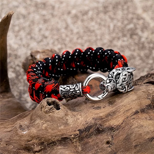 Bracelet Homme Style Viking Loup Celtique Runes Nordiques Acier Inox |5,39 €|OKKO MODE