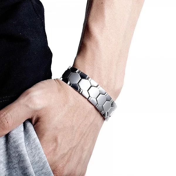 Bracelet magnétique santé hommes femmes acier inoxydable 4 éléments, Bijoux diamant pour CouJO& Link|5,39 €|OKKO MODE