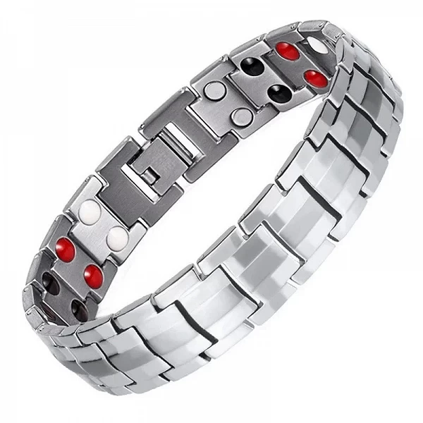 Bracelet magnétique santé hommes femmes acier inoxydable 4 éléments, Bijoux diamant pour CouJO& Link|5,39 €|OKKO MODE