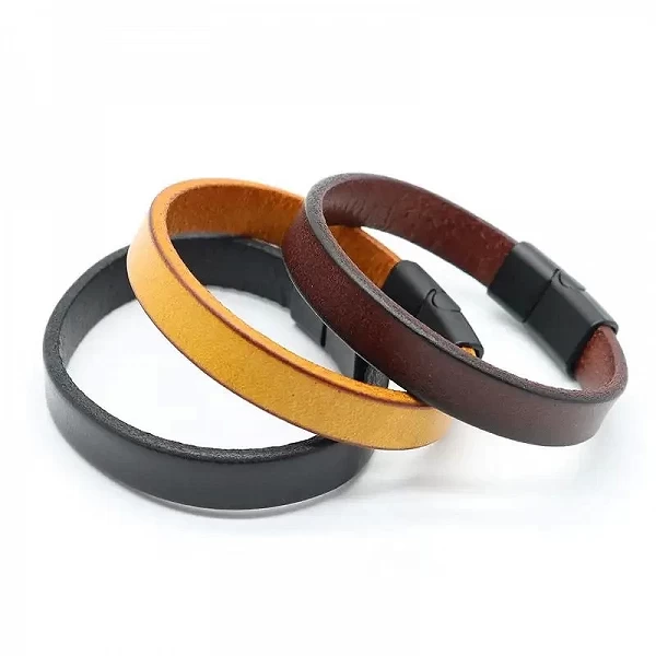 Bracelet manchette cuir véritable pour hommes et femmes, bracelet bijoux vintage - cadeau de couple|3,59 €|OKKO MODE