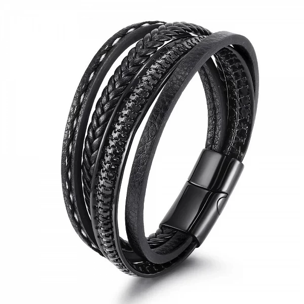 Bracelet en cuir tissé à la main pour homme, Bijoux personnalisés Design Diamant Original Mode|3,96 €|OKKO MODE