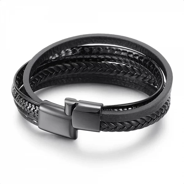 Bracelet en cuir tissé à la main pour homme, Bijoux personnalisés Design Diamant Original Mode|3,96 €|OKKO MODE