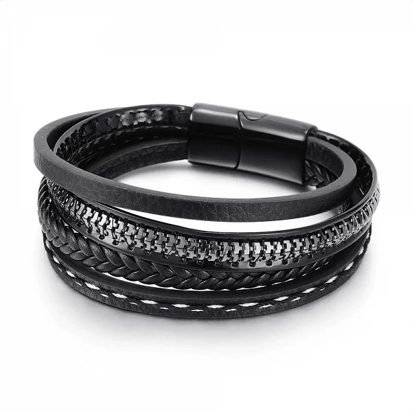 Bracelet en cuir tissé à la main pour homme, Bijoux personnalisés Design Diamant Original Mode|3,96 €|OKKO MODE