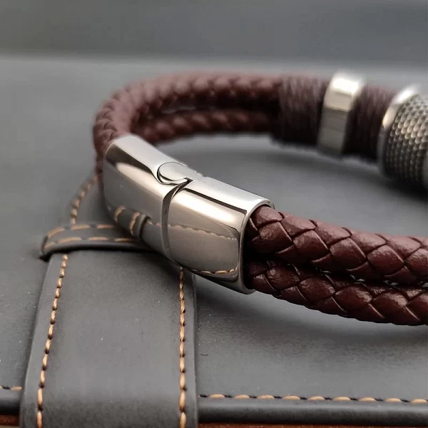 Bracelet en cuir véritable marron multicouche vintage pour hommes, bracelet de perles de pierre Bijoux en acier inoxydable|6,00 €|OKKO MODE