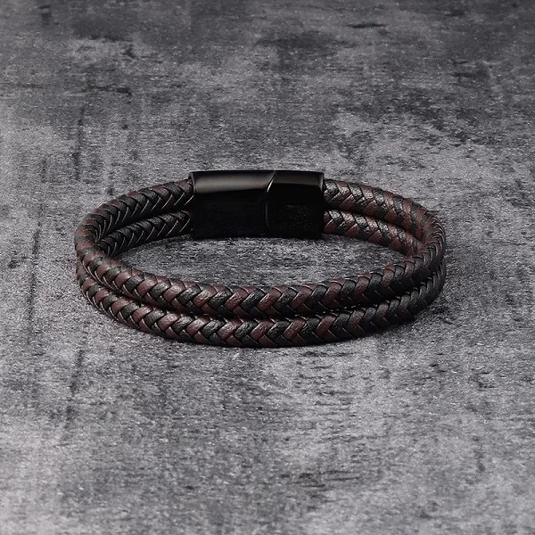 Bracelet en cuir pour hommes, bracelet design spécial à rayures bleues et noir - cadeau d'anniversaire|2,96 €|OKKO MODE