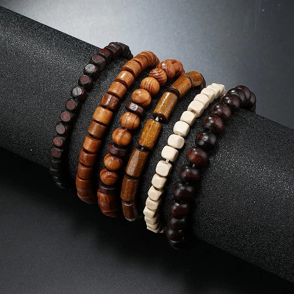 Bracelets perles bouddha multicouches hommes style rétro bois ajustable |4,49 €|OKKO MODE