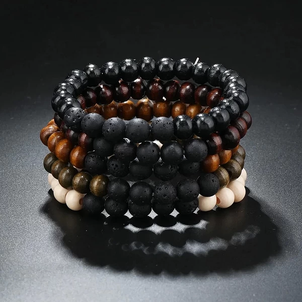 Bracelets perles bouddha multicouches hommes style rétro bois ajustable |4,49 €|OKKO MODE