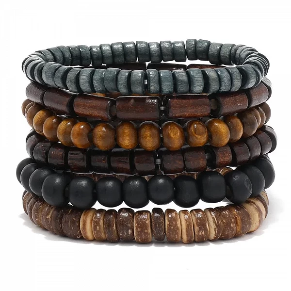 Bracelets perles bouddha multicouches hommes style rétro bois ajustable |4,49 €|OKKO MODE