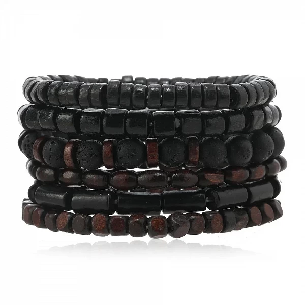 Bracelets perles bouddha multicouches hommes style rétro bois ajustable |4,49 €|OKKO MODE