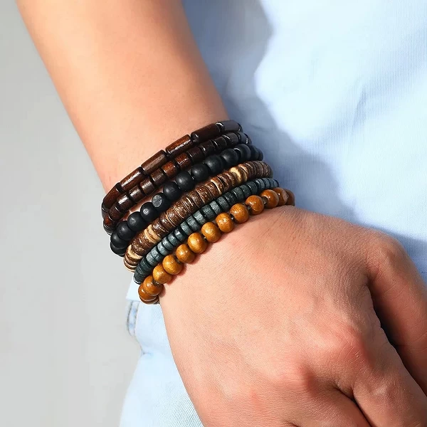 Bracelets perles bouddha multicouches hommes style rétro bois ajustable |4,49 €|OKKO MODE