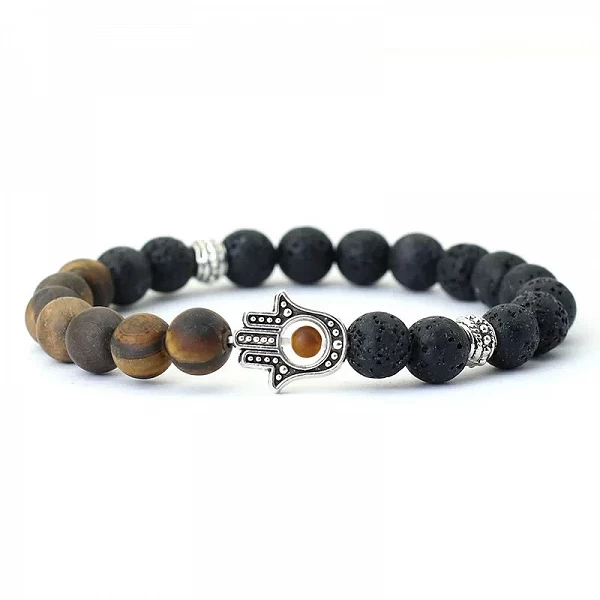 Bracelet à brins tibétain pour homme, Fatima Natural Volcanic Rock - Bijoux Meditation Cou|2,97 €|OKKO MODE