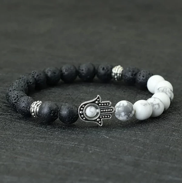 Bracelet à brins tibétain pour homme, Fatima Natural Volcanic Rock - Bijoux Meditation Cou|2,97 €|OKKO MODE