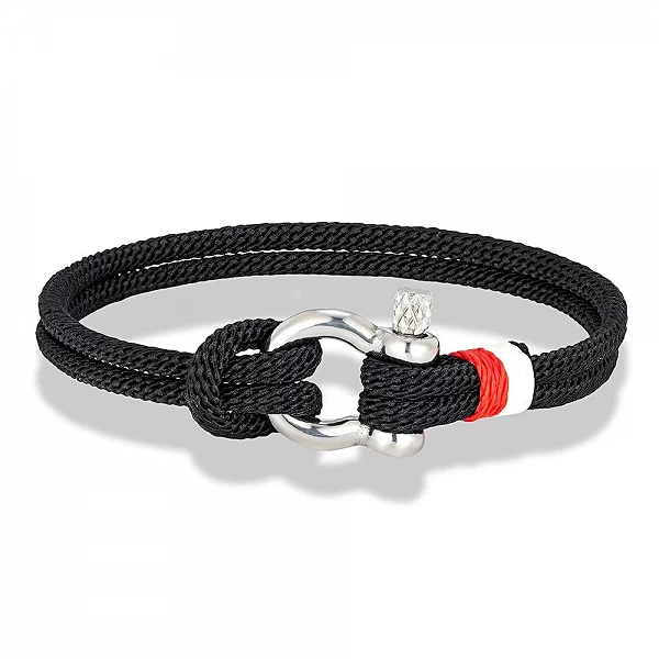 Bracelet en ULtressé Bleu Marine pour Hommes et Femmes, Acier Inoxydable, Mini Manille en Fer à Cheval - Bijoux E-commerce|3,98 €|OKKO MODE