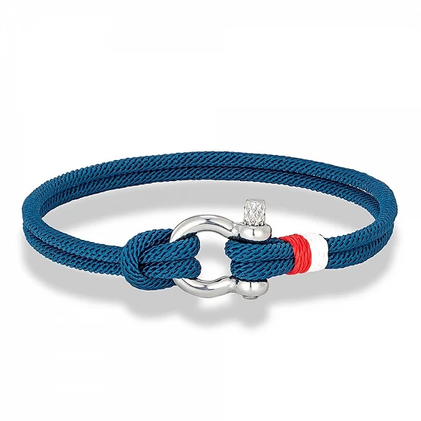 Bracelet en ULtressé Bleu Marine pour Hommes et Femmes, Acier Inoxydable, Mini Manille en Fer à Cheval - Bijoux E-commerce|3,98 €|OKKO MODE