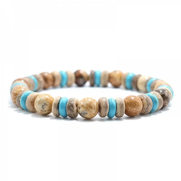 Bracelet en bois vintage pour homme, pierre d'obsidienne de lave naturelle, bijoux de prière méditation yoga Canade|4,00 €|OKKO MODE