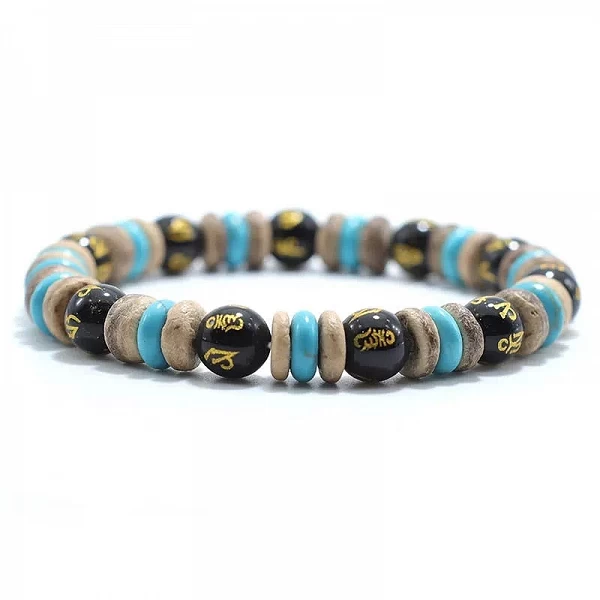 Bracelet en bois vintage pour homme, pierre d'obsidienne de lave naturelle, bijoux de prière méditation yoga Canade|4,00 €|OKKO MODE