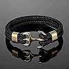 MKENDN – Bracelet ancre en cuir tissé pour homme et femme, accessoire de Sport en acier inoxydable noir avec boucle|5,39 €|OKKO MODE