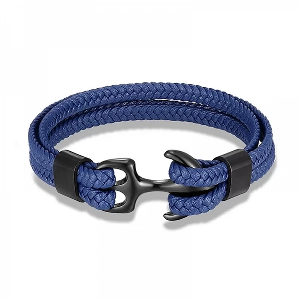 MKENDN – Bracelet ancre en cuir tissé pour homme et femme, accessoire de Sport en acier inoxydable noir avec boucle|5,39 €|OKKO MODE