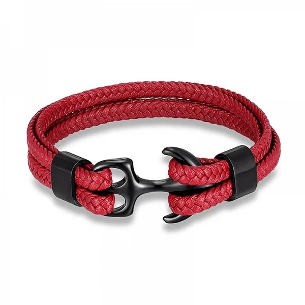 MKENDN – Bracelet ancre en cuir tissé pour homme et femme, accessoire de Sport en acier inoxydable noir avec boucle|5,39 €|OKKO MODE