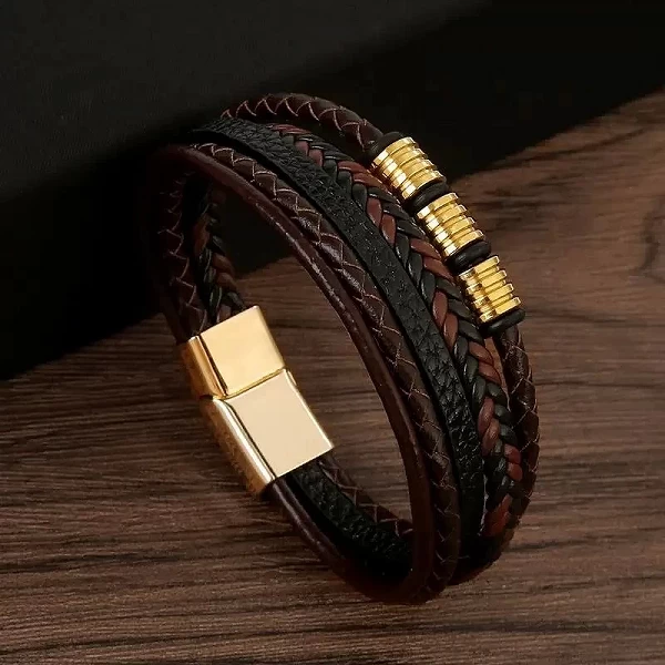 Bracelet en cuir multicouche tissé à la main pour hommes, classique, nouveau style, accessoire de mode, bijoux, vente en gros, l|4,49 €|OKKO MODE