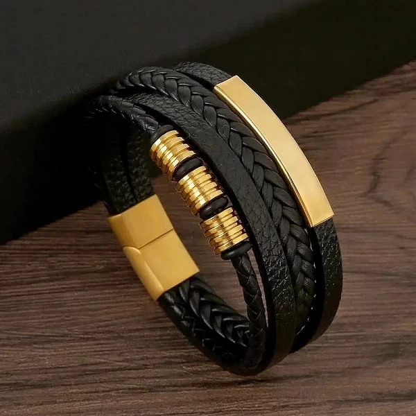 Bracelet en cuir multicouche tissé à la main pour hommes, classique, nouveau style, accessoire de mode, bijoux, vente en gros, l|4,49 €|OKKO MODE