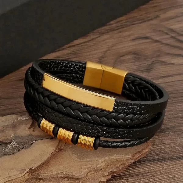 Bracelet en cuir multicouche tissé à la main pour hommes, classique, nouveau style, accessoire de mode, bijoux, vente en gros, l|4,49 €|OKKO MODE