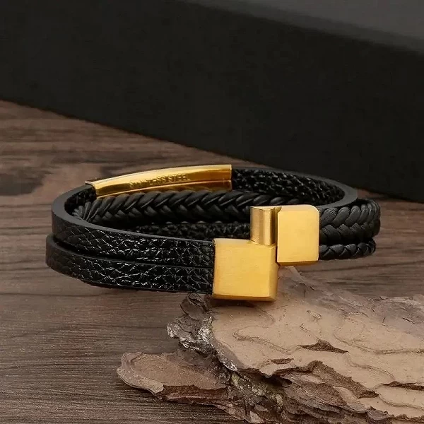 Bracelet en cuir multicouche tissé à la main pour hommes, classique, nouveau style, accessoire de mode, bijoux, vente en gros, l|4,49 €|OKKO MODE