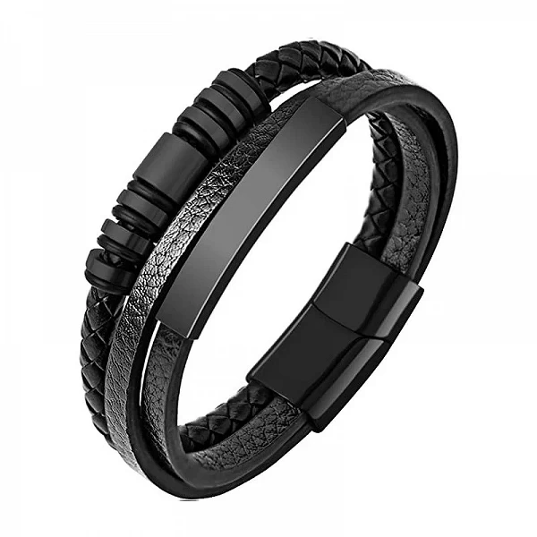 Bracelet multicouche en cuir tressé classique pour Homme, bijoux Punk, plaqué or, cadeau idéal|6,29 €|OKKO MODE