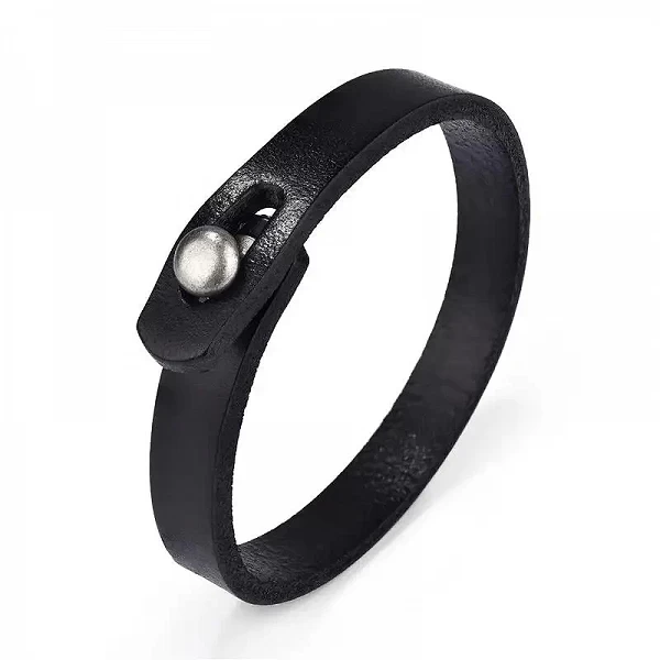 Jiayiqi-Bracelet manchette rond en cuir véritable pour hommes et femmes, style vintage, punk, bijoux de couple, cadeau|3,59 €|OKKO MODE