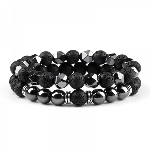 Bracelet irrégulier en pierre de lave hématite pour hommes, perles d'oeil de tigre naturel de 8mm, Bracelets pour Couples, bijou|3,99 €|OKKO MODE